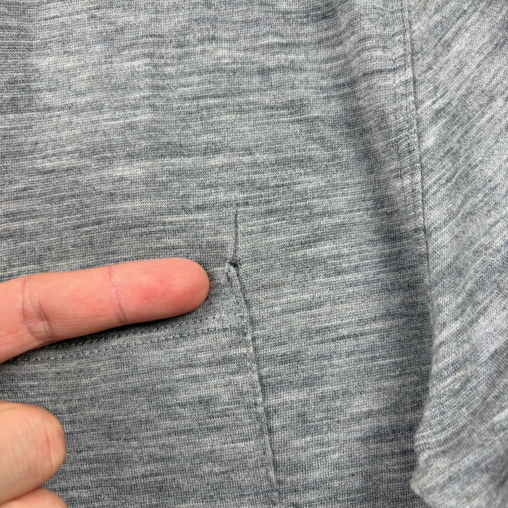 Woolly Clothing Polo Shirt Mens Medium Gray Merino Wool Pocket Hiking Travel - Picture 4 of 7